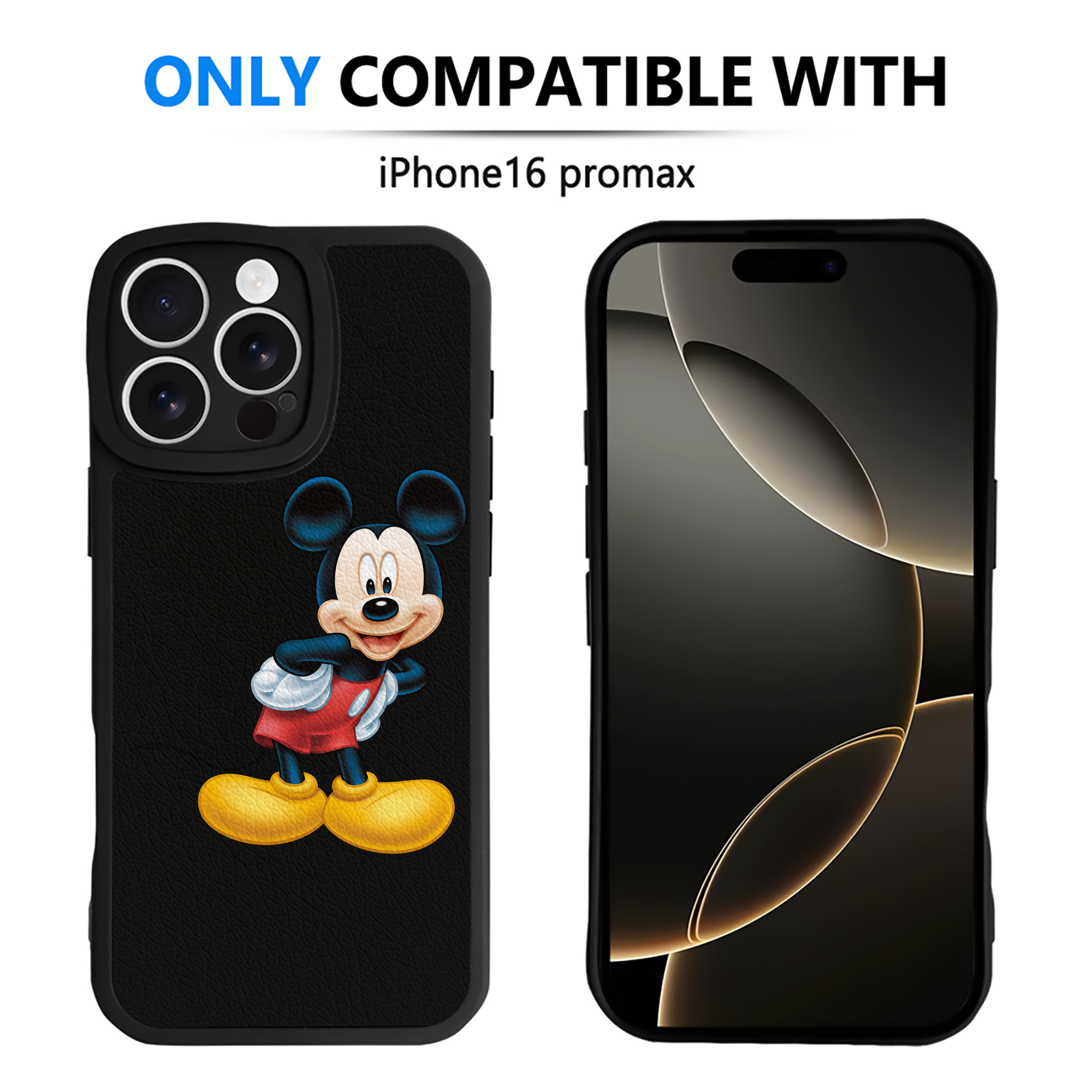 （画像用） ミッキーマウス Mickey Mouse 【iPhone 16シリーズ対応】シリコンスマホケース（レザー調） 材質：シリコン